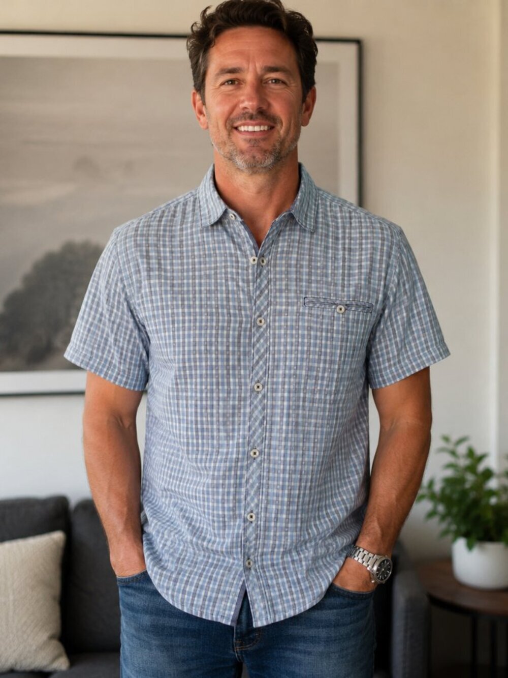 Michael Brandon Blue Lightweight Casual Shirt